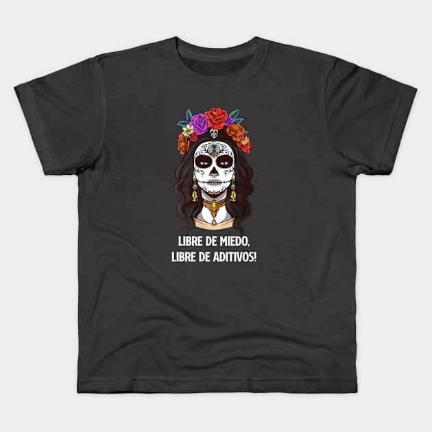 La Patrona Negra (White lettering) Kids T-Shirt by Tactical Tequila Podcast